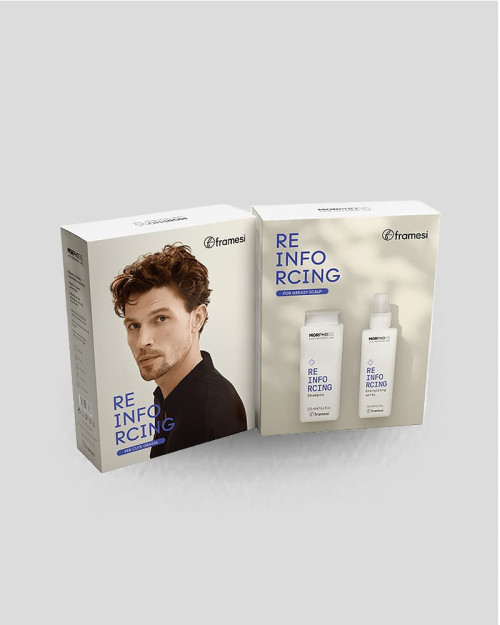 Набір проти випадіння волосся для жирної шкіри голови KIT MORPHOSIS RETAIL PACK REINFORCING SHAMPOO + REINFORCING ENERGIZING SPRAY FRAMESI 150+250 мл.