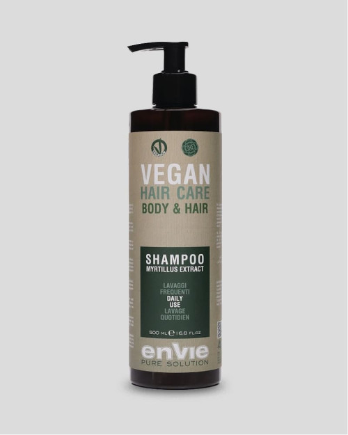 Шампунь гель 2в1 для щоденного використання Envie Vegan Myrtillus Extract Body And Hair Shampoo 500 мл.